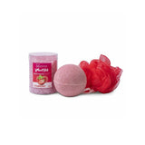 IDC INSTITUTE Smoothie Set Strawberry Bath Salts 200gr - Bath Bomb & Sponge