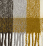 Azadé Κασκόλ Fluffy Καρό Καφέ/Κίτρινο με Κρόσια