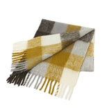 Azadé Κασκόλ Fluffy Καρό Καφέ/Κίτρινο με Κρόσια