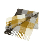 Azadé Κασκόλ Fluffy Καρό Καφέ/Κίτρινο με Κρόσια