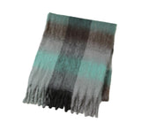 Azadé Κασκόλ Fluffy Καρό Πράσινο/ Γκρι με Κρόσια