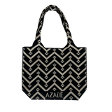 Azadé Υφασμάτινη Τσάντα Ώμου με Μαύρο-Λευκό Γεωμετρικό Σχέδιο