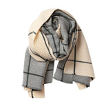 Azade Κασκόλ Γκρι & Εκρού με Καρό Σχέδιο