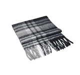 Azade Κασκόλ Fluffy Καρό Γκρι με Κρόσια