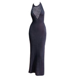 Azadé Πλεκτό Maxi Φόρεμα Navy Μπλε