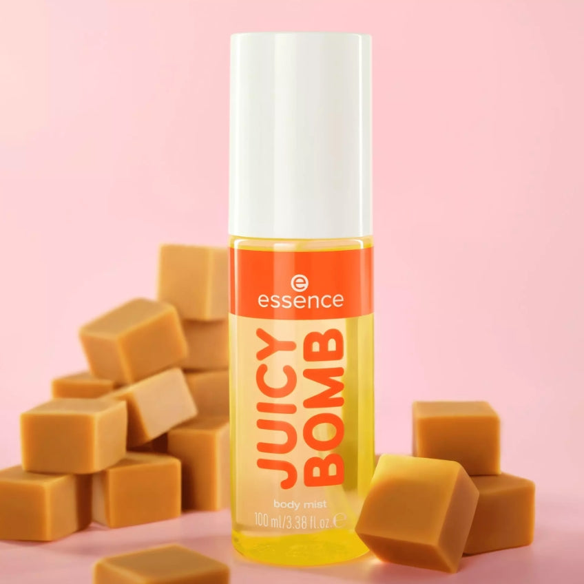essence JUICY BOMB sweet drop Caramel Cloud body mist με καραμέλα και βανίλια