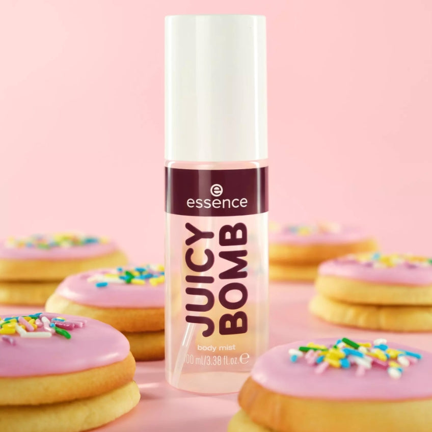 essence JUICY BOMB sweet drop Cookie Crazy body mist με μπισκότο και λευκή σοκολάτα