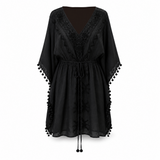 Azadé μαύρο καφτανι με κεντημα One Size
