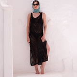Azadé καφτάνι see through μακρύ μαύρο