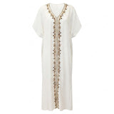 Azade ethnic maxi kaftan white