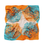 Azade Τετράγωνο Φουλάρι Πορτοκαλί & Μπλε