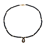 Azade Κολιέ με Σκούρες Χάντρες και Μοτιφ Μάτι