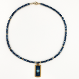 Azade Κολιέ με Μαύρες Χάντρες και Ορθογώνιο Μοτιφ