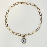 Azade Κολιέ με Χρυσή Αλυσίδα και Λευκό Μοτιφ