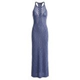 Azadé Πλεκτό Maxi Φόρεμα Navy Μπλε