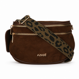 Azadé Suede Τσάντα Μέσης & Χιαστί με Αποσπώμενο Τσαντάκι Σκούρο Καφέ