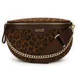 Azadé Τσάντα Μέσης & Χιαστί με Animal Print Καφέ