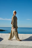 Azade Maxi Φόρεμα Χακί με V Λαιμό κοψη