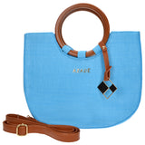 Azade Straw Hand Bag Turquoise