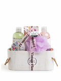 IDC Institute Vintage Flowers Basket 5pcs, Shower gel 200ml, Bubble bath 200ml, Body scrub 50ml, Bath salts 100g, Bath sponge