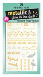 essence metallic & glow in the dark nail and finger tattoos 01 let metals go glow 45pcs