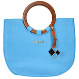 Azade Straw Hand Bag Turquoise