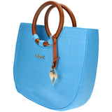 Azade Straw Hand Bag Turquoise